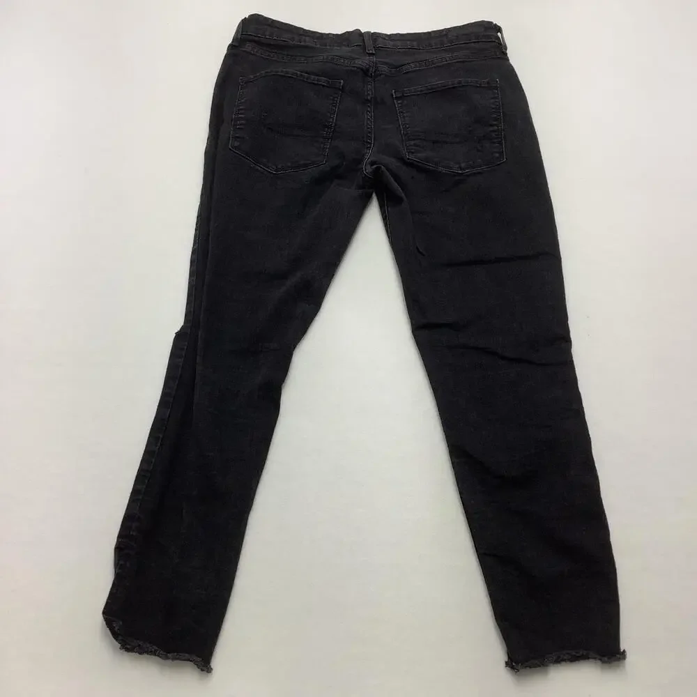 Denizen From Levis Ankle Skinny Jeans Womens 10 Black Charcoal Wash Distressed